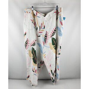 Cynthia Rowley Pants Womens Plus 3X Multi Floral 100% Linen Wide Leg NWT